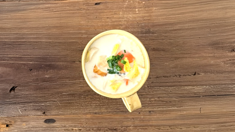 ベーコンと厚揚げの和風ミルクスープ